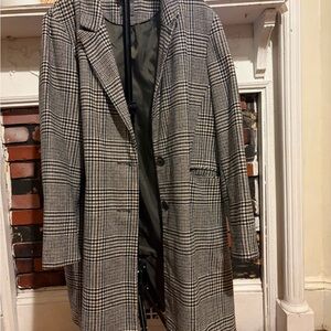 Primark Black and White Glen Plaid Pea Coat